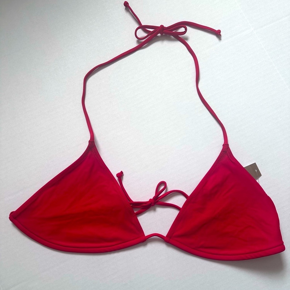J Crew halter tie back v neck bikini top red NWT